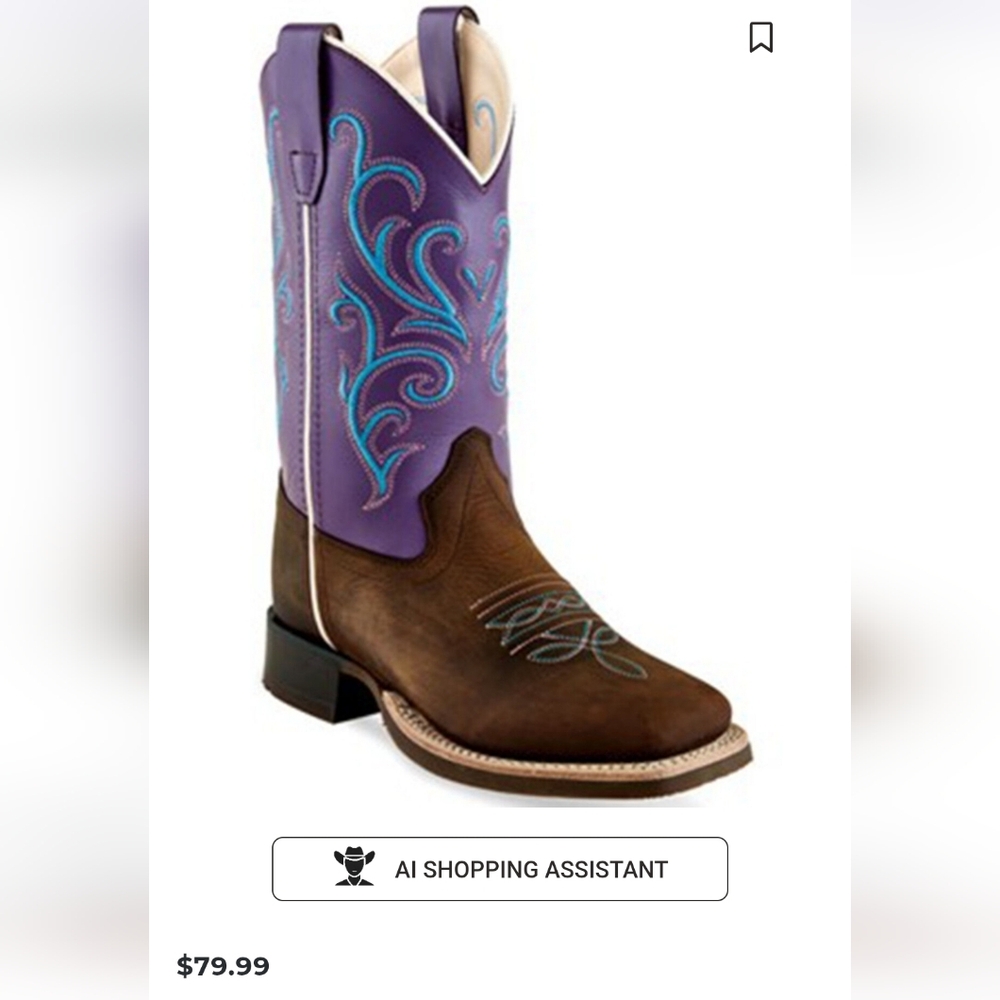 Old West Kids Boots in Purple and Brown